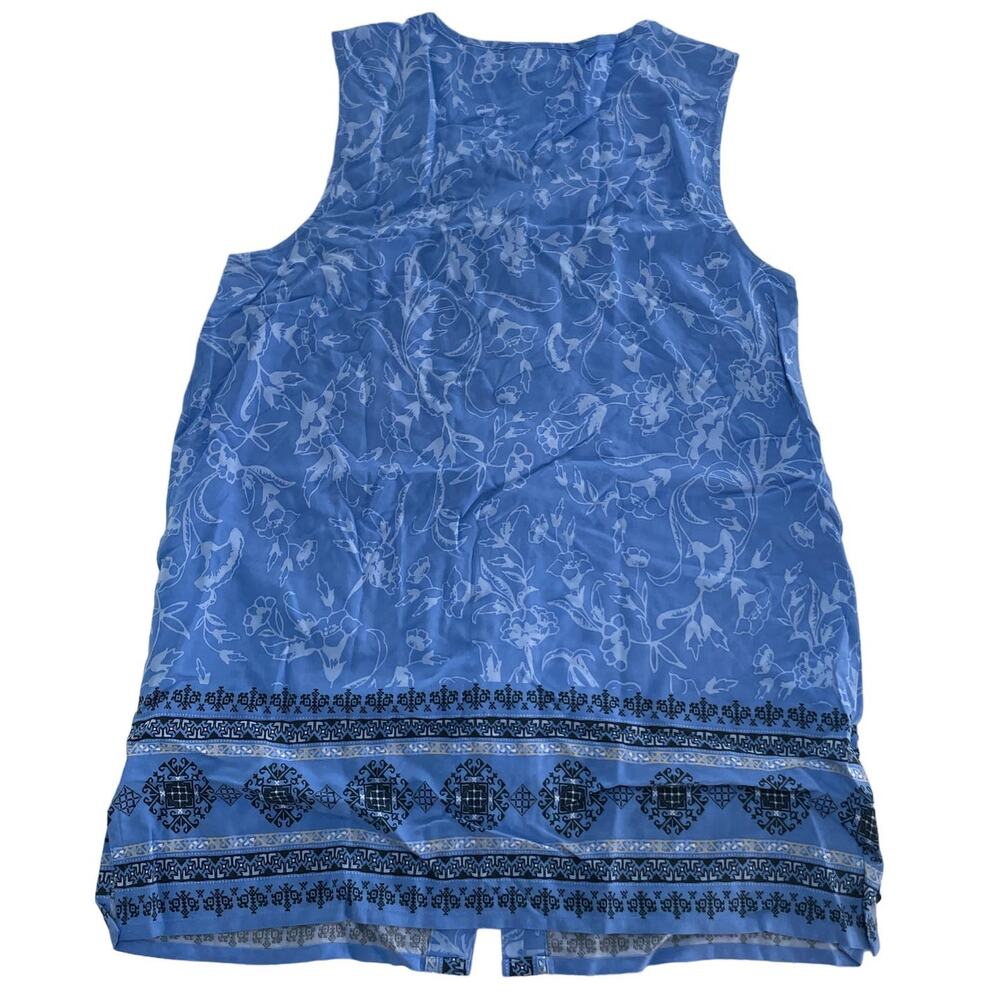 J. Jill Tank Top‎ Women X Small Blue Boho Floral Button Front Tunic Split V - Picture 3 of 7